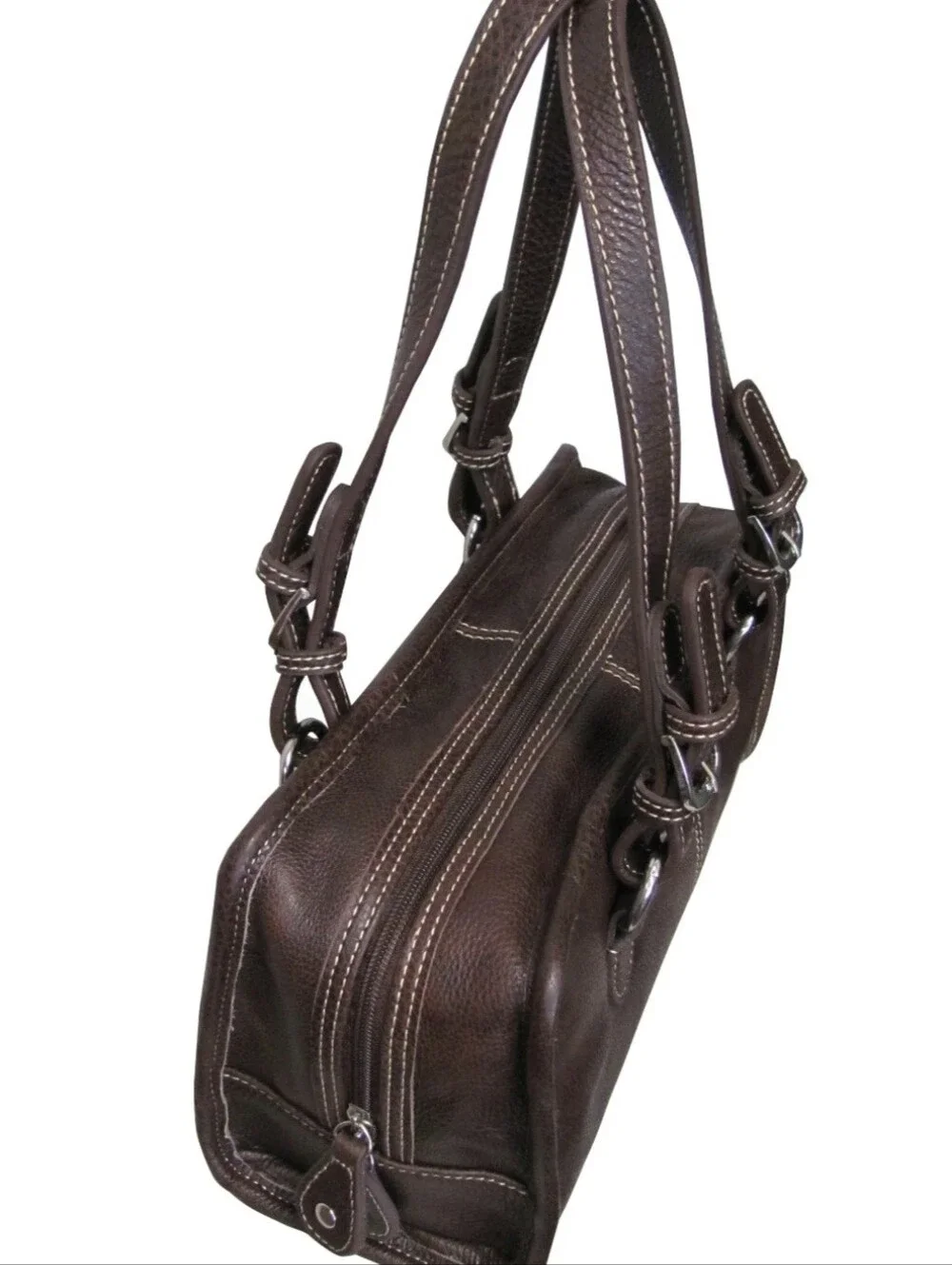 AmeriLeather Classy Leather Satchel Brown Shoioulder Bag